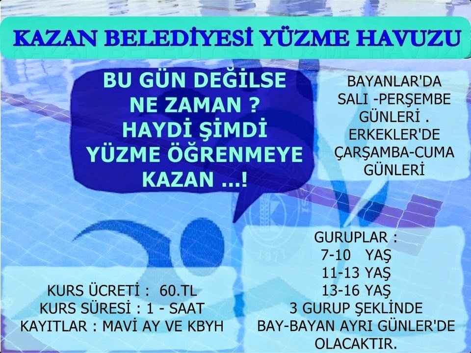 Kazan Belediyesi Yüzme Kursu